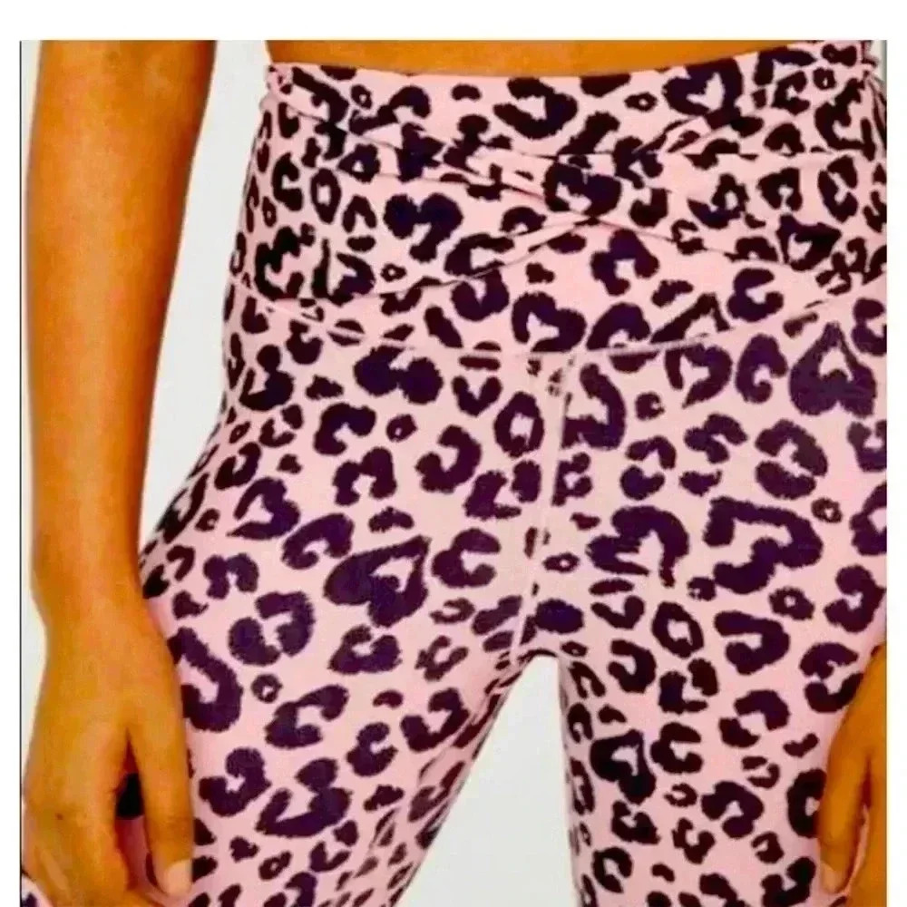 OFFLINE By Aerie Real Me High Waisted Twist 7/8 Cheetah Leggings, Rose, XL
